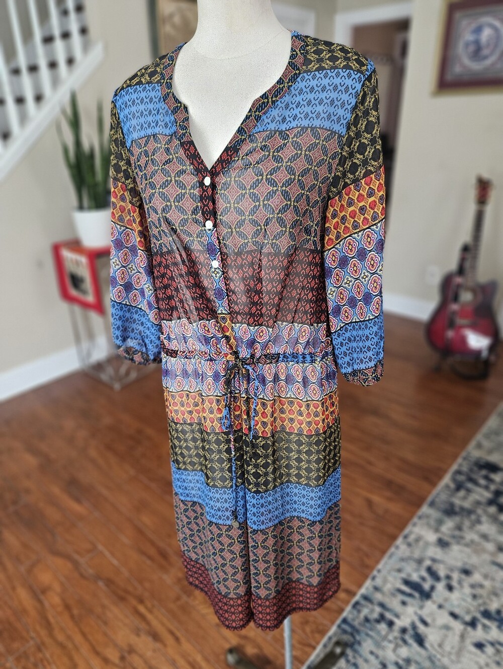 Mossimo Sheer Patchwork Boho Dress Medium